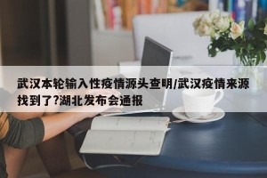 武汉本轮输入性疫情源头查明/武汉疫情来源找到了?湖北发布会通报